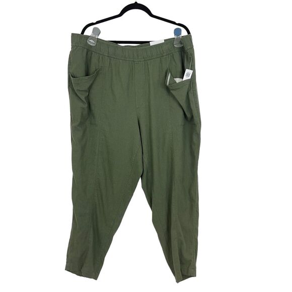 Old Navy Womens Size 2X Green Linen Blend Crop Pants New NWT - Picture 1 of 6